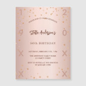 誕生日バラ金ゴールドスターズイヤー マグネット招待状 (正面)