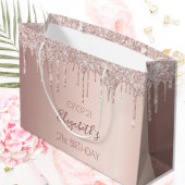 誕生日バラ金ゴールドドリップピンクガーリー ラージペーパーバッグ