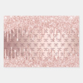 誕生日バラ金ゴールドドリップピンク銀名 ラッピングペーパーシート (正面3)