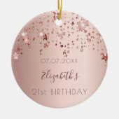 誕生日バラ金ゴールドピンクの星からの友人 セラミックオーナメント (正面)