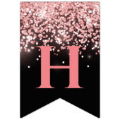 誕生日バラ金ゴールドピンクグリッターグラム21 バンティングフラッグ (第2の旗)