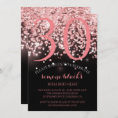 誕生日バラ金ゴールドピンクグリッターグラム30歳 招待状 (正面/裏面)