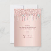 誕生日バラ金ゴールドピンクグリッター銀 サンキューカード (裏面)