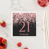 誕生日バラ金ゴールドピンクグリッターglam 21st スタンダードカクテルナプキン (インサイチュ)