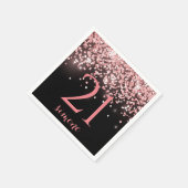 誕生日バラ金ゴールドピンクグリッターglam 21st スタンダードカクテルナプキン (角)