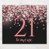 誕生日バラ金ゴールドピンクグリッターglam 21st スパークリングワインラベル (シングルラベル)