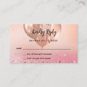 誕生日バラ金ゴールドピンクバルーンパーティーRSVP エンクロージャーカード (正面)