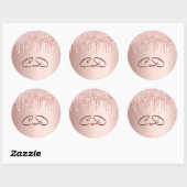 誕生日バラ金ゴールドピンクモノグラムイニシャル ラウンドシール (シート)