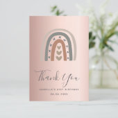 誕生日バラ金ゴールドピンクレインボーグレー サンキューカード (スタンド正面)