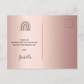 誕生日バラ金ゴールドピンクレインボー感謝していグレイ ポストカード (裏面)