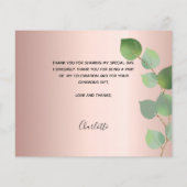 誕生日バラ金ゴールドピンク写真サンキューカード (裏面)