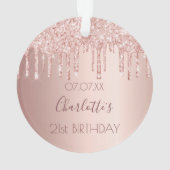 誕生日バラ金ゴールドピンク名 オーナメント (裏面)