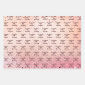 誕生日バラ金ゴールドピンク紙吹雪名 ラッピングペーパーシート (正面)