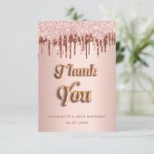 誕生日バラ金ゴールドピンク サンキューカード (スタンド正面)