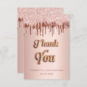 誕生日バラ金ゴールドピンク サンキューカード (正面/裏面)