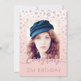 誕生日バラ金ゴールドフォトダイヤモンドグラム 招待状