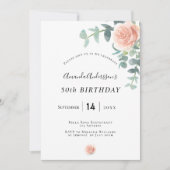 誕生日バラ金ゴールドフローラジェネリー白エレガント色 招待状 (正面)