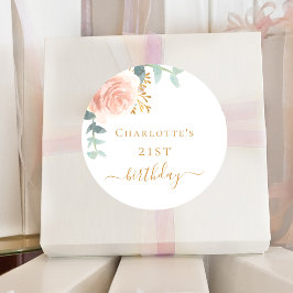 誕生日バラ金ゴールドフローラユーカリ ラウンドシール