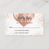 誕生日バラ金ゴールドホワイトバルーンパーティーRSVP エンクロージャーカード (正面)