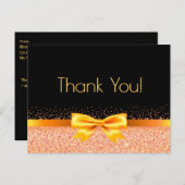 誕生日バラ金ゴールドボウグラムブラックサンキューユー ポストカード (正面/裏面)