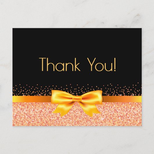 誕生日バラ金ゴールドボウグラムブラックサンキューユー ポストカード (正面)