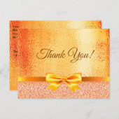 誕生日バラ金ゴールドボウサンキュー ポストカード (正面/裏面)