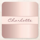 誕生日バラ金ゴールドモノグラム名 スクエアペーパーコースター (正面)