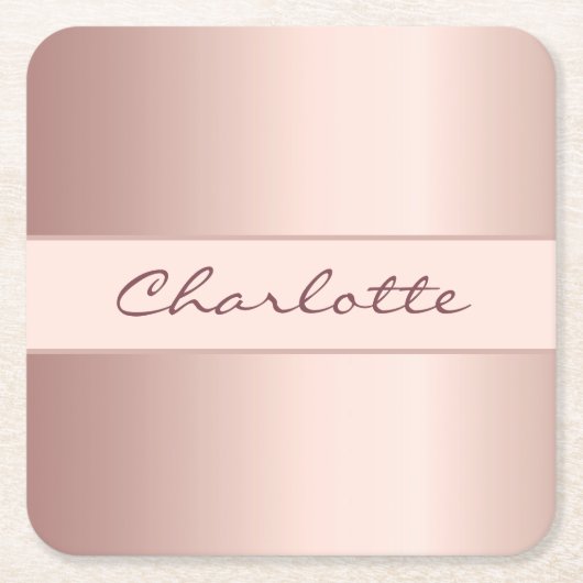 誕生日バラ金ゴールドモノグラム名 スクエアペーパーコースター (正面)