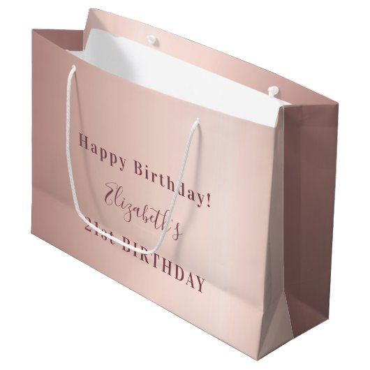 誕生日バラ金ゴールドモノグラム最小モダン主義者 ラージペーパーバッグ (正面アングル)