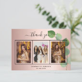 誕生日バラ金ゴールドユーカリ写真サンキューカード サンキューカード (スタンド正面)