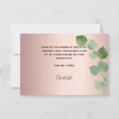 誕生日バラ金ゴールドユーカリ写真サンキューカード サンキューカード (裏面)