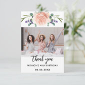 誕生日バラ金ゴールドラベンダーフローラ写真 サンキューカード (スタンド正面)