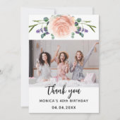 誕生日バラ金ゴールドラベンダー写真サンキューカード 招待状 (正面)