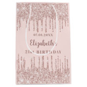 誕生日バラ金ゴールド乾燥 ミディアムペーパーバッグ (正面)