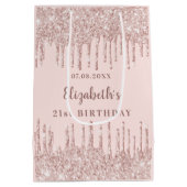 誕生日バラ金ゴールド乾燥 ミディアムペーパーバッグ (裏面)