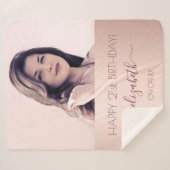 誕生日バラ金ゴールド名写真 シェルパブランケット (正面(横))