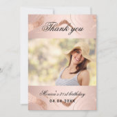 誕生日バラ金ゴールド大理石写真サンキューカード 招待状 (正面)