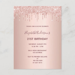 誕生日バラ金ゴールド招待 ポストカード