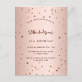 誕生日バラ金ゴールド星エレガントシンプルパーティー インビテーションポストカード (正面)