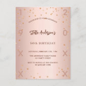 誕生日バラ金ゴールド星エレガント インビテーションポストカード (正面)