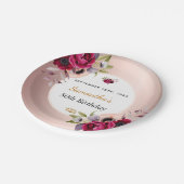 誕生日バラ金ゴールド燃焼フローラ エレガント ペーパープレート (アングル)