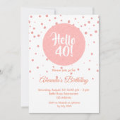 誕生日バラ金ゴールド紙吹雪白hello 40 招待状 (正面)