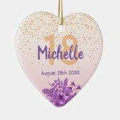 誕生日バラ金ゴールド紫花模様名 セラミックオーナメント (右)