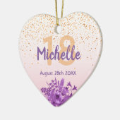 誕生日バラ金ゴールド紫花模様名 セラミックオーナメント (左)