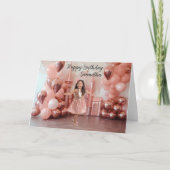 誕生日バラ金ゴールド背景写真 カード (正面)