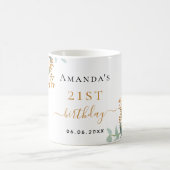 誕生日バラ金ゴールド花模様ユーカリ名 コーヒーマグカップ (中央)