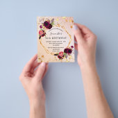 誕生日バラ金ゴールド花模様予算の招待 チラシ (手)