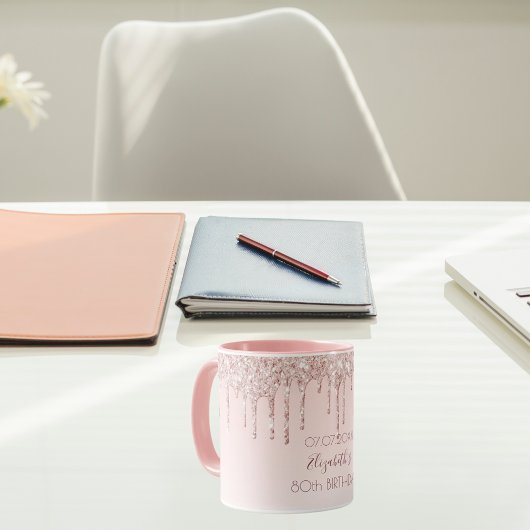 誕生日バラ金ゴールド赤面グリッタードライブ名 マグカップ