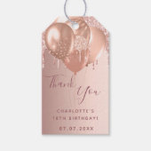 誕生日バラ金ゴールド赤面グリッタードライ感謝していプあなた ギフトタグ (正面)