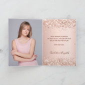 誕生日バラ金ゴールド赤面グリッターフォト名 カード (内部)